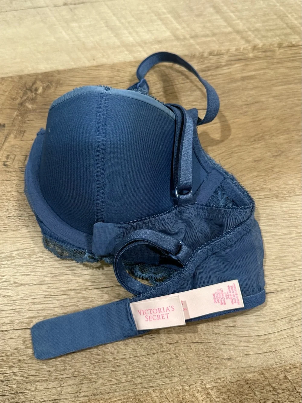 Victoria’s Secret Unlined Lace Balconette Bra-Women Intimates 32C-Teal Blue